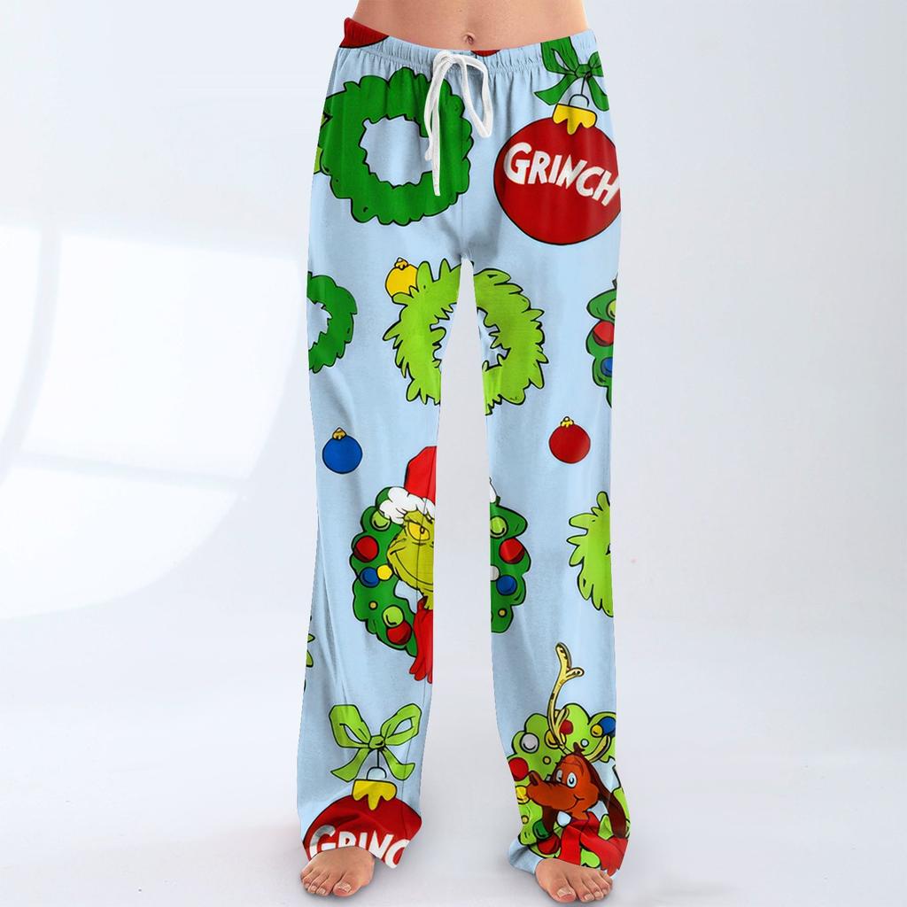 Damen Pyjamahose Nachtwäsche Lässige Hose mit Kordelzug und elastischer Taille Bequeme gerade lockere Yogahose