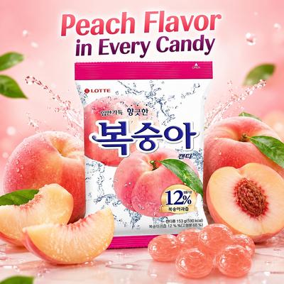 Caramelos Duros Sabor Melocotón Lotte 153g | Presentando Rico Sabor a Melocotón, Sabor Dulce, Snack Conveniente