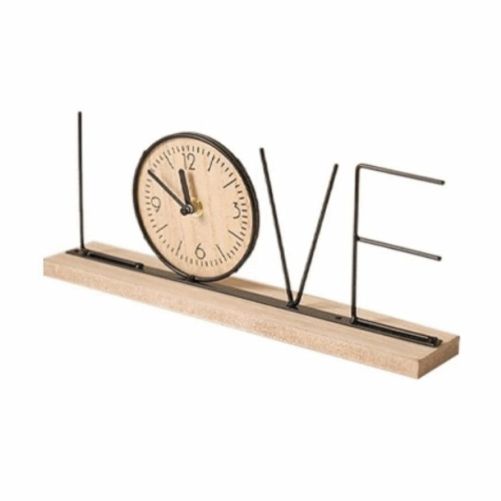Minimalist Iron Craft Clock Creative Wood Retro Clock Simple European Desk Clock  Office Decor
