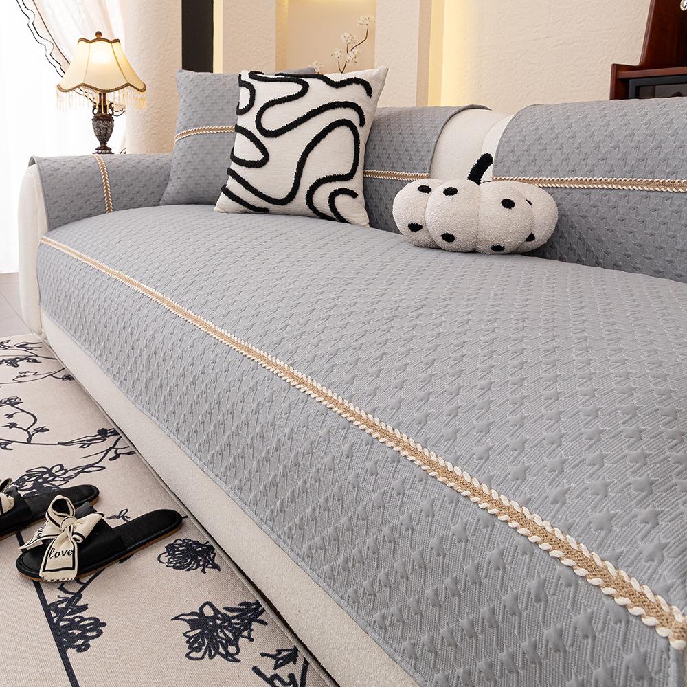 Qiandongge Summer Sofa Mat Mat Non-Slip  New Cool Ice Silk Leather Straight Row Summer Light Luxury Seat Cushion