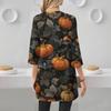 Womens's Fashion Casual Halloween Print V-neck Mid Length Pocket 3/4 Sleeve Top