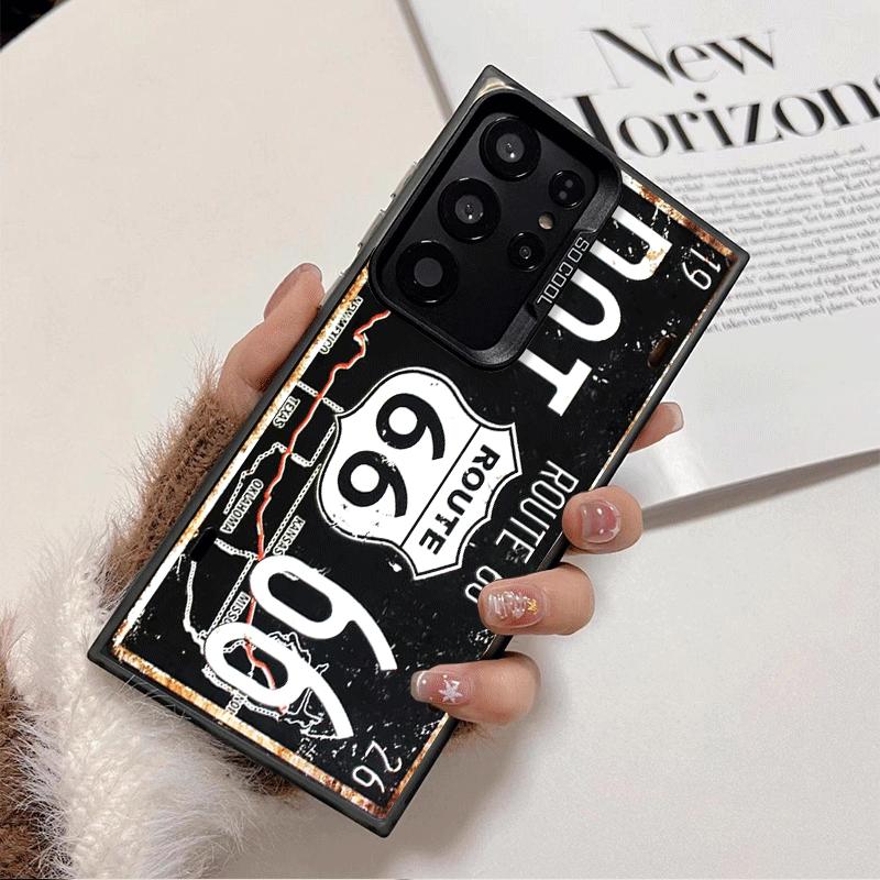 Retro Vintage License Plate Soft Phone Case for Samsung Galaxy S24 S25 FE S26 Edge S23 Ultra S22 Plus S21 + Shockproof Cover Bac