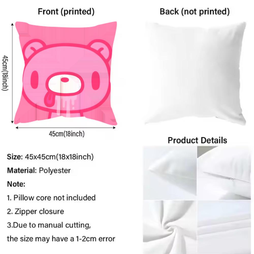 Cartoon G-gloomy Bear Cushion Cover Pattern Printed Pillowcase for Living Room Sofa Cushion Cover & Bedroom Decor