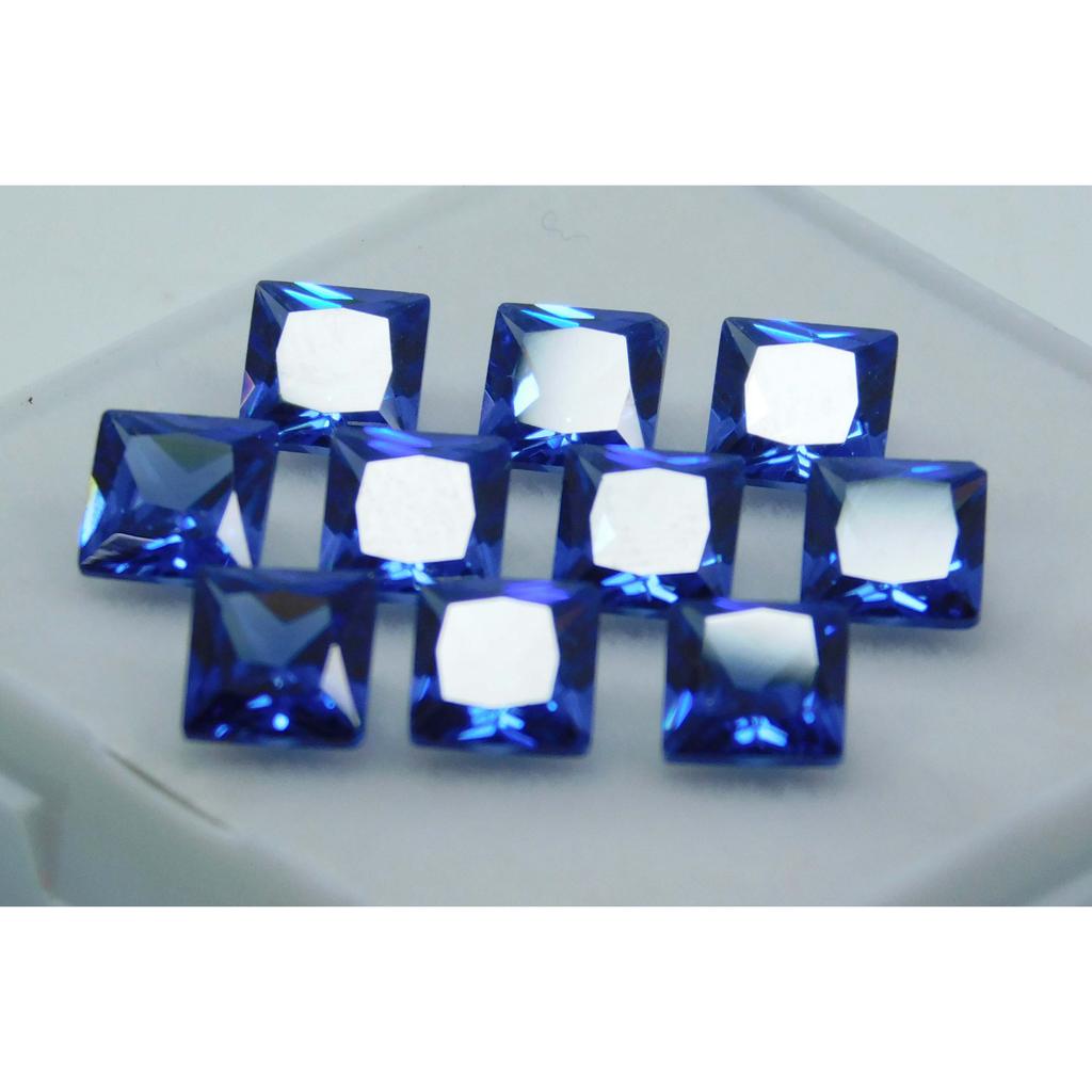 Blue Sapphire Square Cut 10 PCS 7x5 mm Natural CERTIFIED Loose Gemstone Lot MULTTIQ134