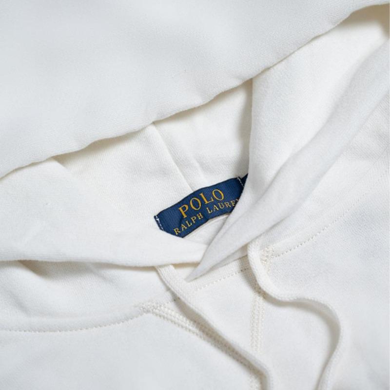 Ralph Lauren FW23 Bear Printed Hoodie with Velvet Long Sleeve Sweatshirt for Men White MNPOKNI16810692-E86