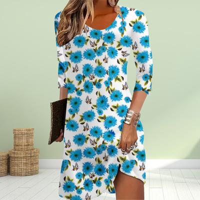 Rochie Casual Femei Toamna Galben Flori Rochii Imprimate Pentru Femei Rochie Maneca Scurta Decolteu Plus Marime
