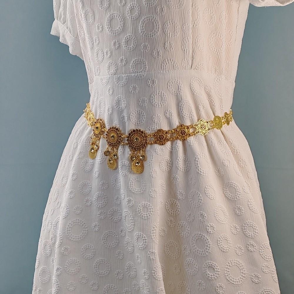 Metall Blume Bauchkette Strass Hohl Gürtel Vintage Taillenkette Outdoor