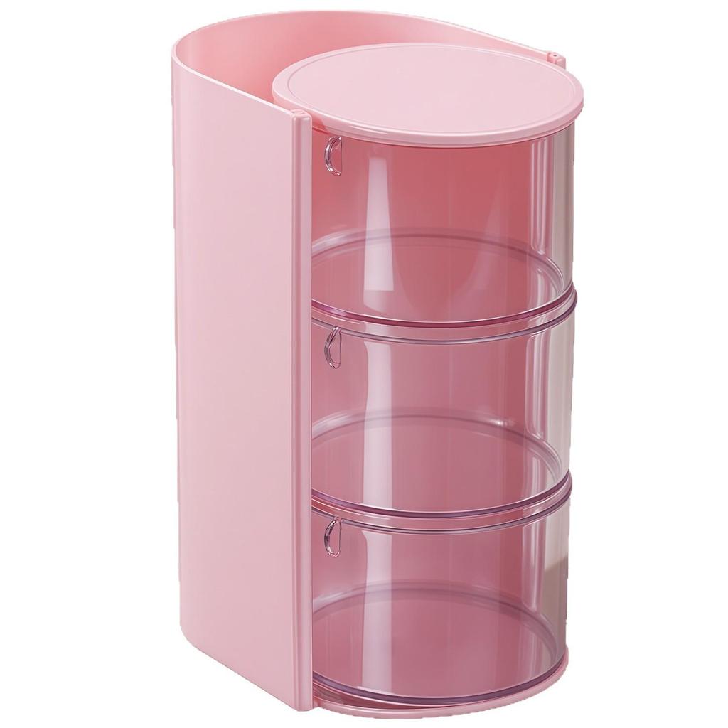 Rotating Multi-layer Makeup Organizer: Dustproof Storage for Sponges, Brushes, Lipsticks