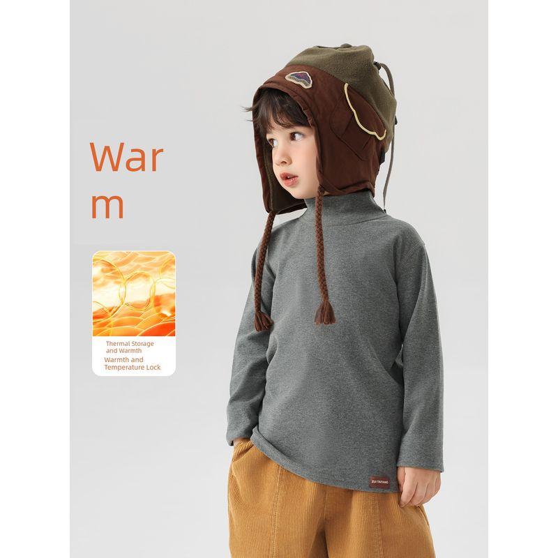 Right European Style Boys' Half-High Collar Base Layer Shirt 2025 Winter New Baby Inner Wear Warm Long-Sleeve T-Shirt Children's Clothing