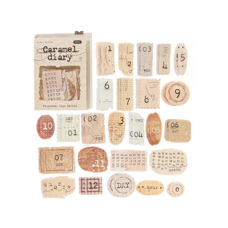 

JIAMEI 50pcs Fragmented Time Series Retro Simple Font Decorative Stickers DIY Aesthetic Creativity Journal Scrapbooking Material