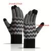 WTEMPO 1 Pair of New Fashionable Winter Men's Plush Warm Gloves Cold-proof Touch Screen Knitted Jacquard Full Finger Gloves