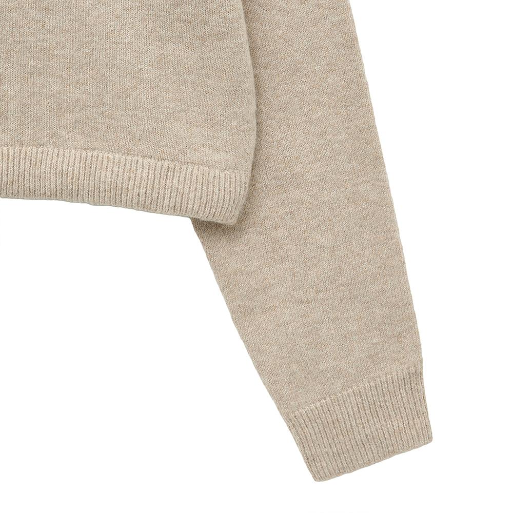 NOIRER FOR WOMAN Two-Way Off-Shoulder V-Neck Knit (Sand Beige)