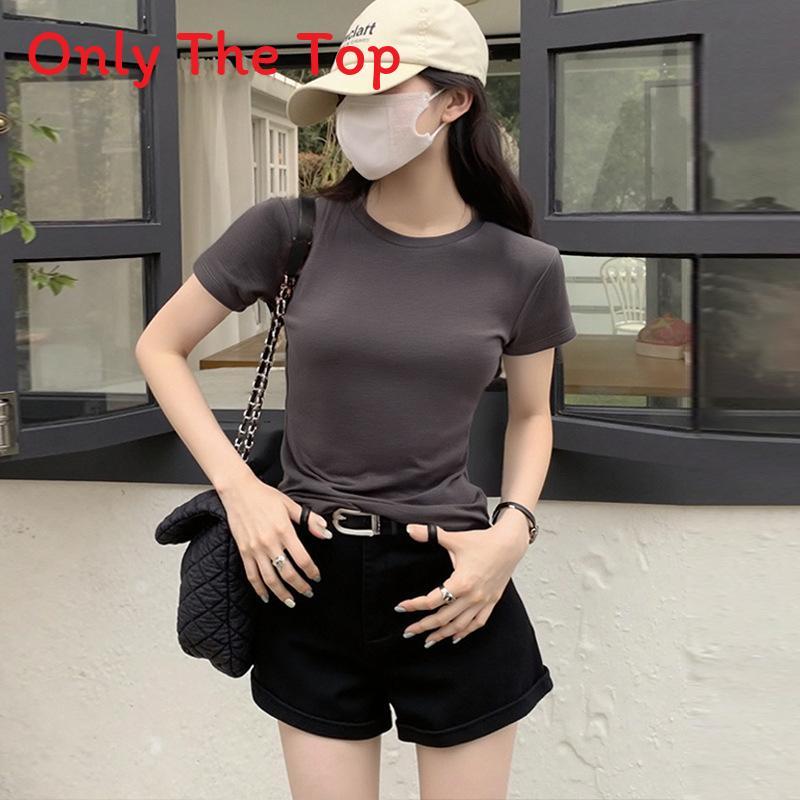 Cotton Short Sleeve T Shirt For Women With Slim Fit And Round Neck Summer Casual Style