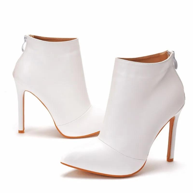 Winter Autumn Women Boots Sexy Ankle Boot Splicing ZIP PU 11CM Thin High Heels Fashion Party Dance Women Shoes Black