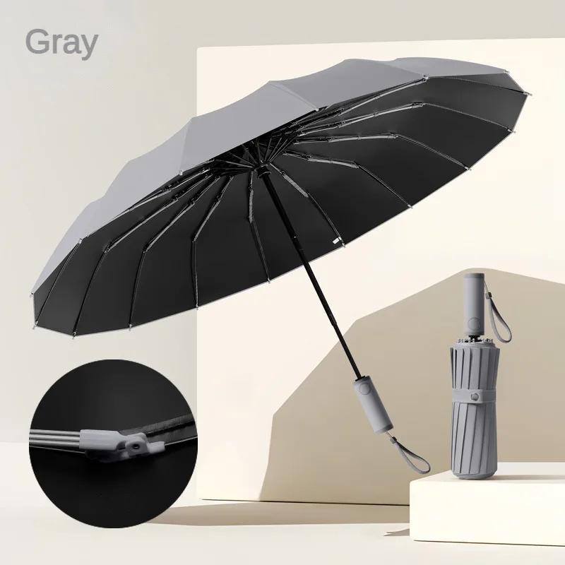 

Суперпрочный ветрозащитный автоматический складной зонт, 16 спиц 112 костей, защита от солнца УФ UPF50+, специальный зонт от ливня для мужчин и женщин Iron&16K серый
