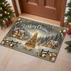 Christmas Doormat, Polyester Hand Wash Only Non-Slip Holiday Rug for Entryway Living Room Kitchen Bathroom Decor