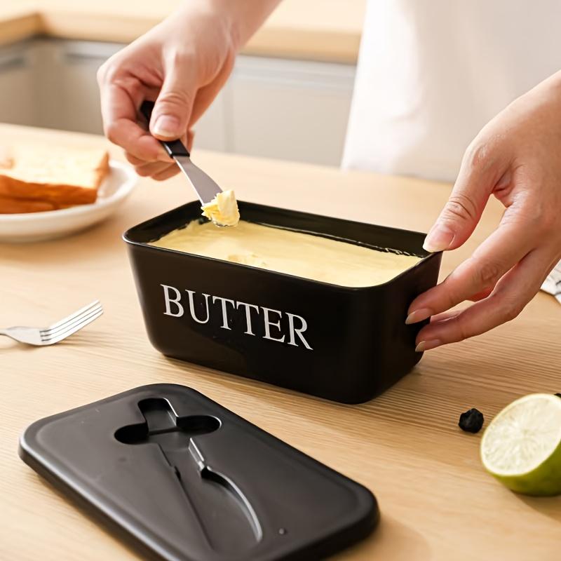 Butter Box with Lid - Airtight Food Storage Container for Butter, spreads, condiments - Clear Lid Window, Space-Saving Kitchen Organizer - Durable