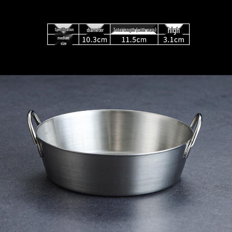 Gold-Plated 304 Stainless Steel Kimchi & Dipping Dish with Handle – Extra Thick Japanese/Korean Style Retro Dish