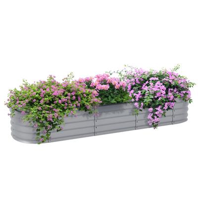 Raised Bed Planting Bed, Modular Raised Bed, Protected Edges, Bottomless Design, 195 X 62 X 30 Cm, Silver