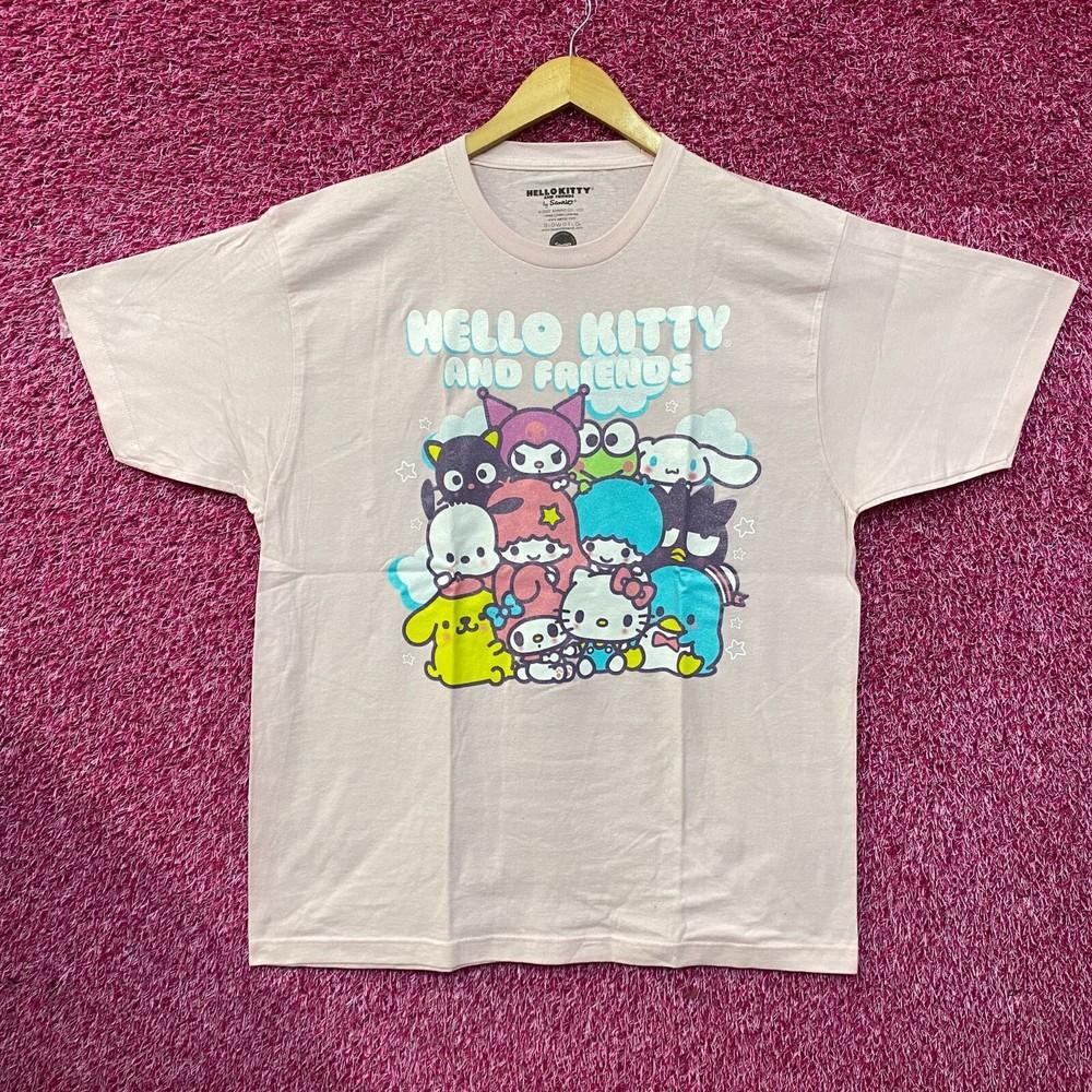 Hello Kitty and Friends Group Graphic Glitter Pink TShirt 2XL Unisex T-Shirt XXXXL