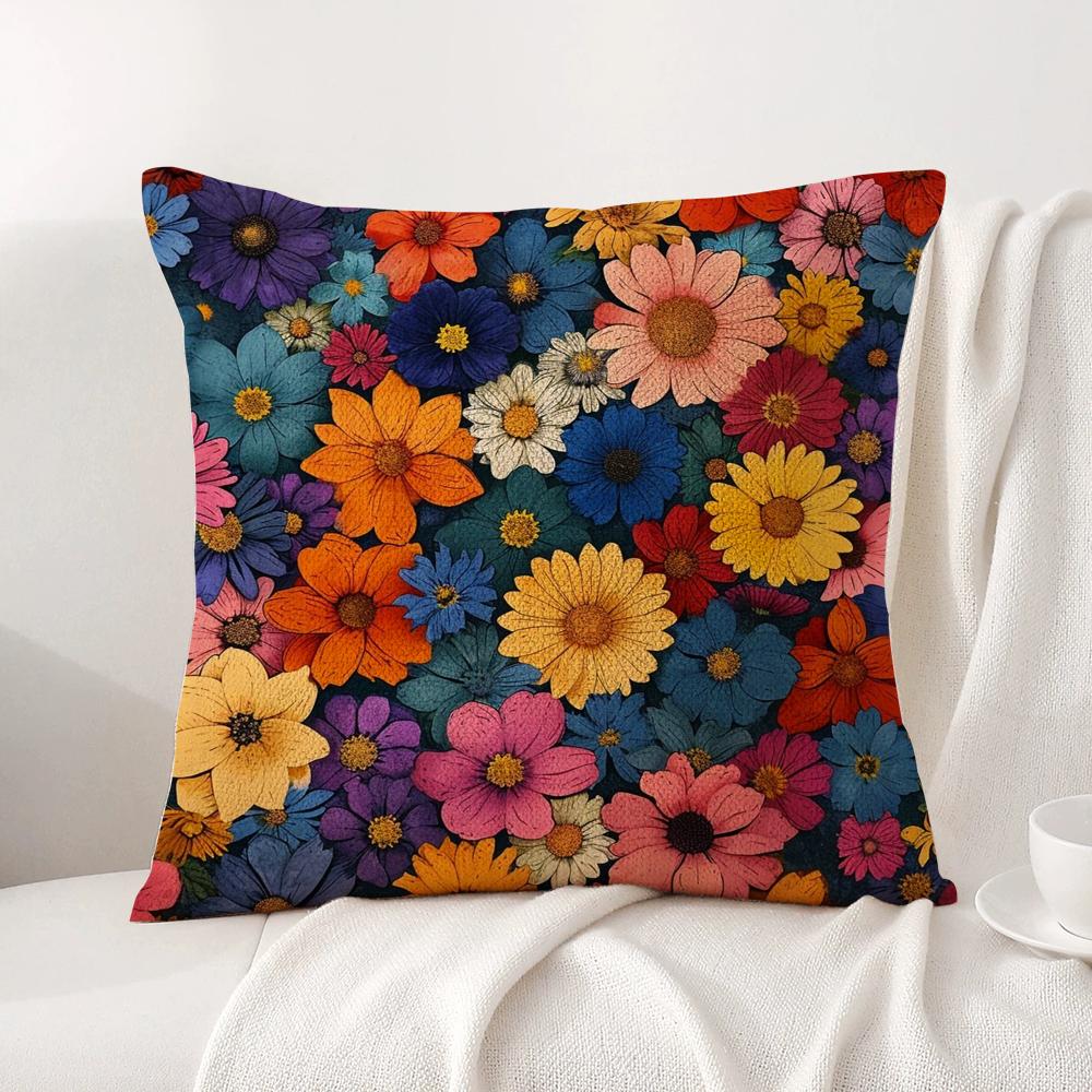 Art Classic Floral Pattern Cushion Cover Natural Linen Organic Fabric DoubleSided Printing Sofa Home Decor Gift Pillow Cover 30X30cm