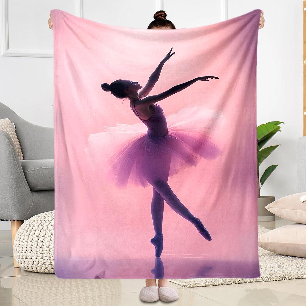 Dreamy Ballerina Flannel Blanket - Soft and Comfortable, Suitable for Sofas, Beds, Offices, Travel, and All Seasons, Making It A Perfect Holiday Gift.