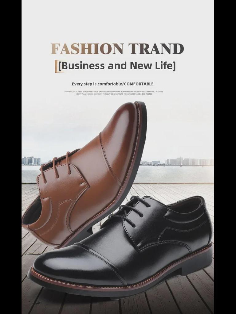 2024 Large Size Men's Leather Lace-Up Business Casual Shoes (Sizes 46-48)