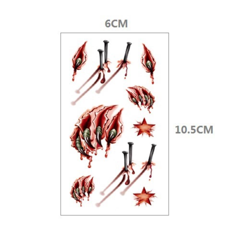 Halloweenowe Straszne Naklejki Tatuaże – Realistyczne Fałszywe Rany i Blizny Wodoodporne Naklejki Transferowe