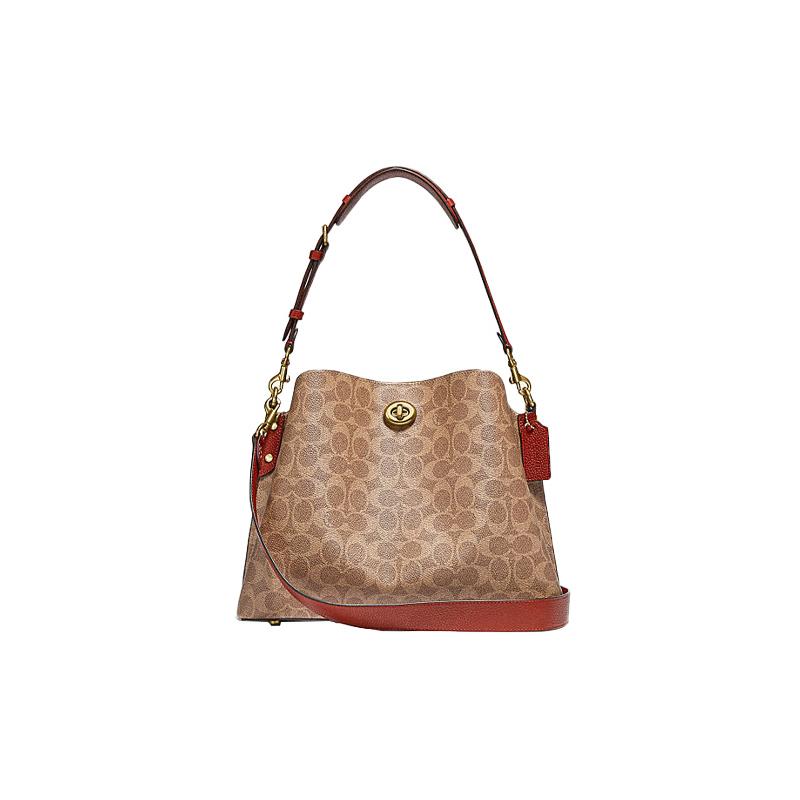 

COACH handbag Willow 32 Classic Presbyopia Coated Canvas and Leather Tote Bag Tote Bag Shopping Bag Shoulder Crossbody Large Women s Brown Yellow коричневий