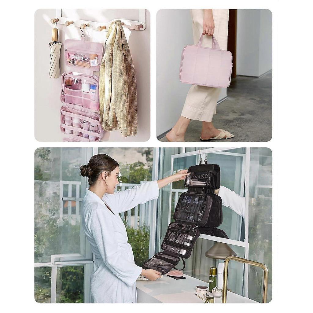 Travel Toiletry Bag with Jewelry Organizer, Hanging Travel Bag for Toiletries, Puffy Makeup Cosmetic Bag Organizer, Carry-on Travel Accessori