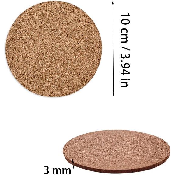 10 Pack Round Corks Coasters, Reble Coffee Coaster, 4" Cork Coaster, Drinks Corks Coasters for Kitchen Office Home Bar