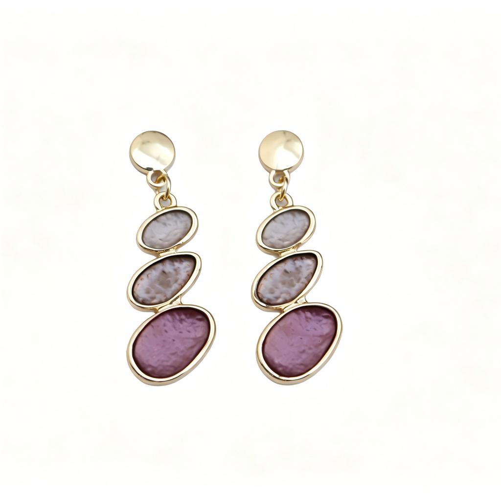 Hot-selling pure hand-painted enamel earrings irregular oval drooping stud earrings women's niche high-end earrings