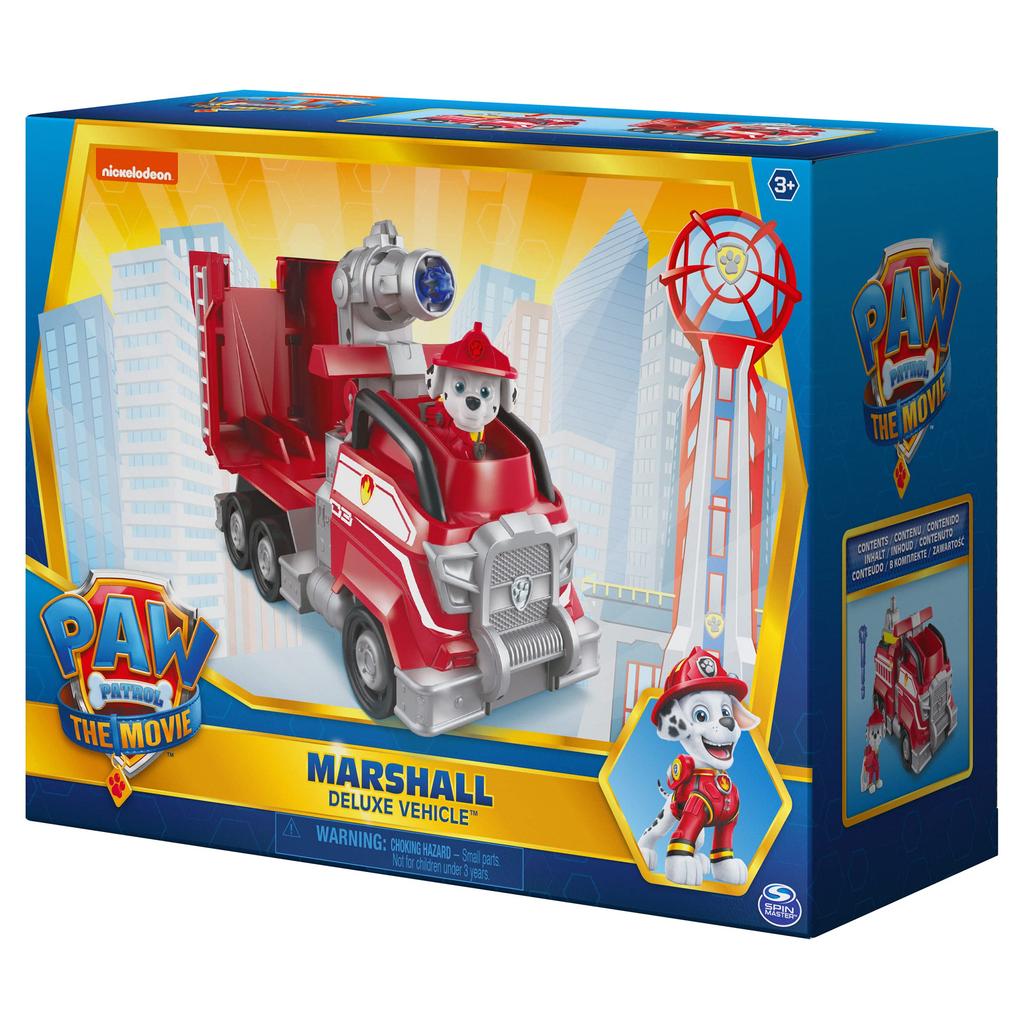 Paw Patrol Marshall's Deluxe Movie Transforming Fire Engine Toy Car with Collectible Action Figure, Toy for Kids Ages 3 and Up