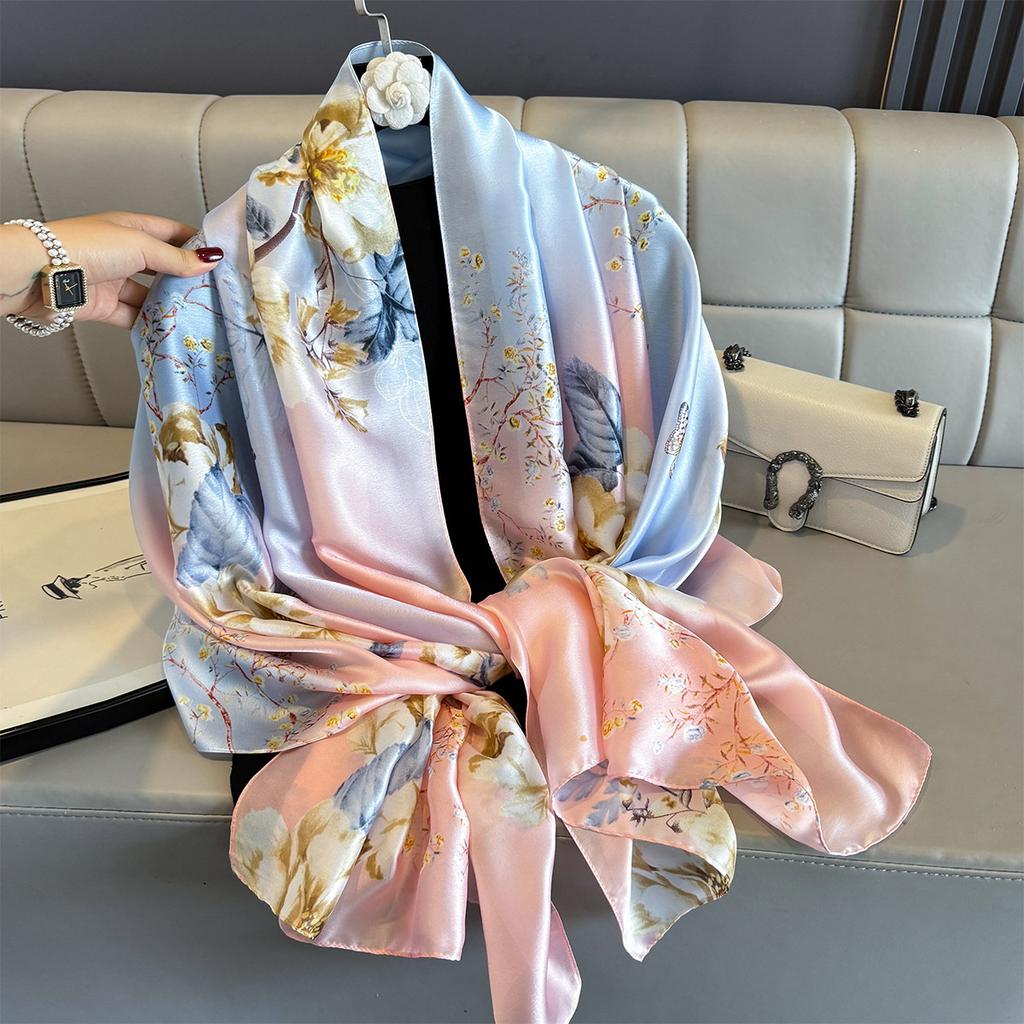 Women 180*90cm Fashion Beautiful Soft Silk Scarves Female Lady Shawl Hijab Wrap Foulard Bandanna Muffler Beach Pareo