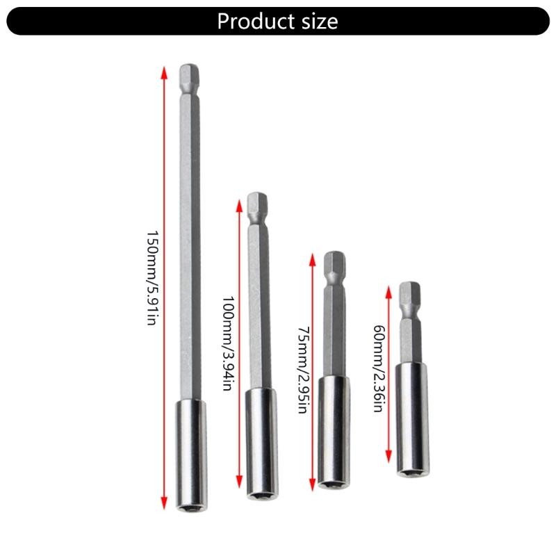 4Pcs Bit Holder Magnetic Drill Set Bit Holder Magnetic Extension Screwdriver Bit Holder for Electric Drill Screwdriver