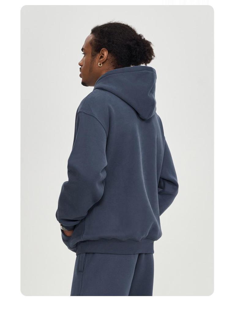 2025 Men's Fleece-Lined Oversized Hoodie - Solid Color, Thick, Winter/Autumn Streetwear Jacket