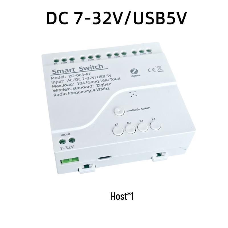 Tuya Zigbee 4-Channel Smart Control Module with Wireless Dual Control and Multi-Control Remote.