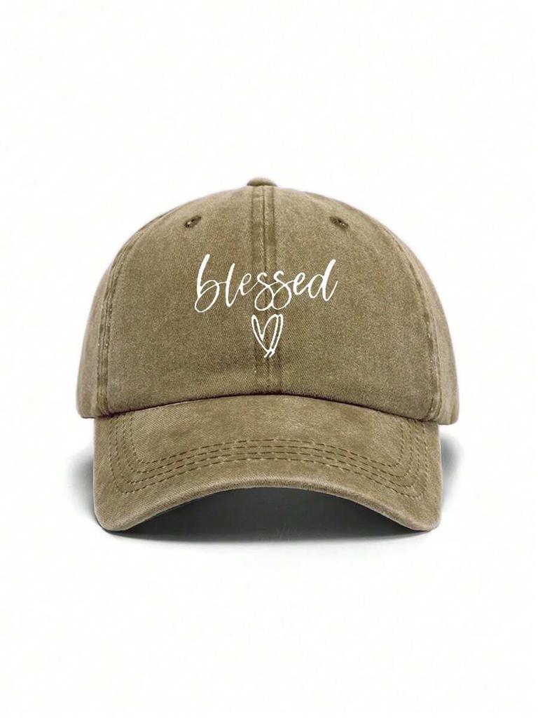 Washed Vintage Unisex Baseball Cap With Blessed Print Casual Hat For Adults