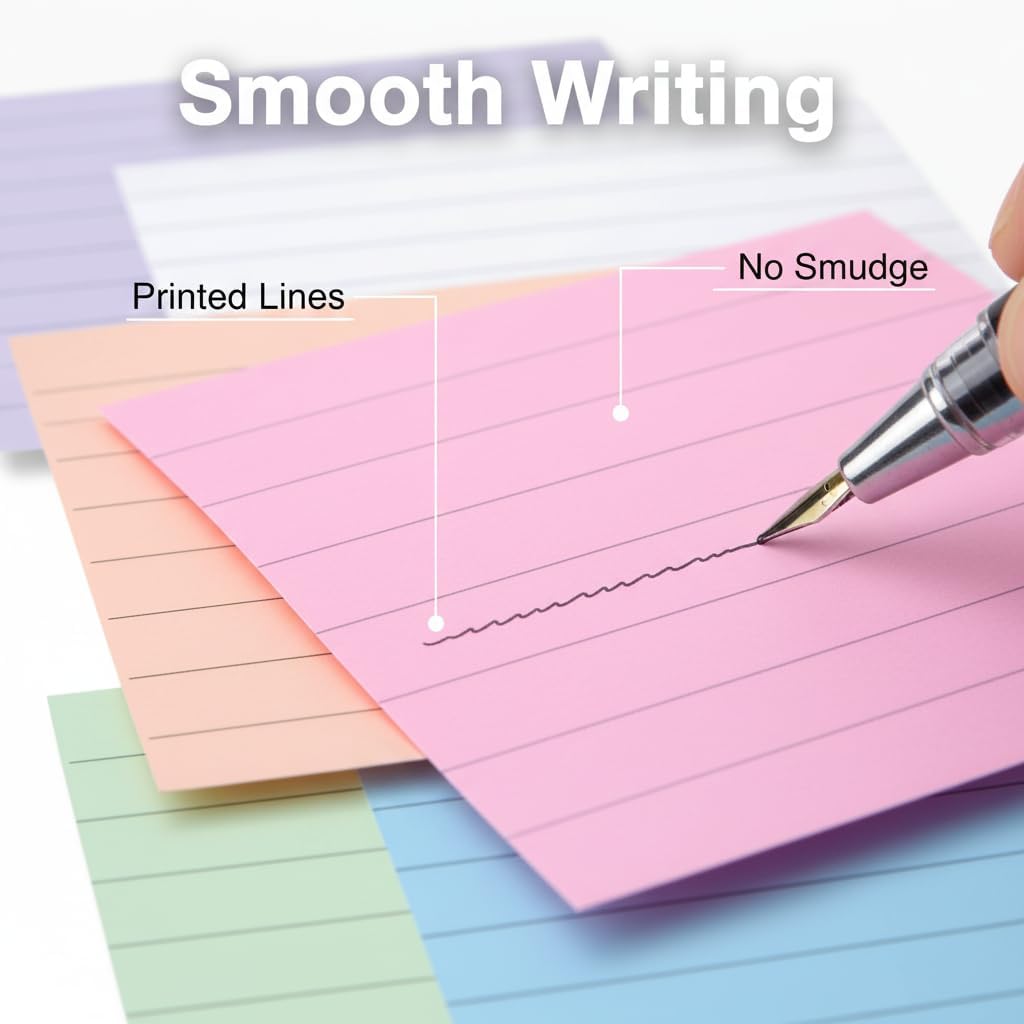 Lined Pop Up Sticky Notes 3x3 inch Refills, 100 Sheets/pad, 6 Pads/Pack Easy to Post Sticky Notes with Lines, Accordion,z fold