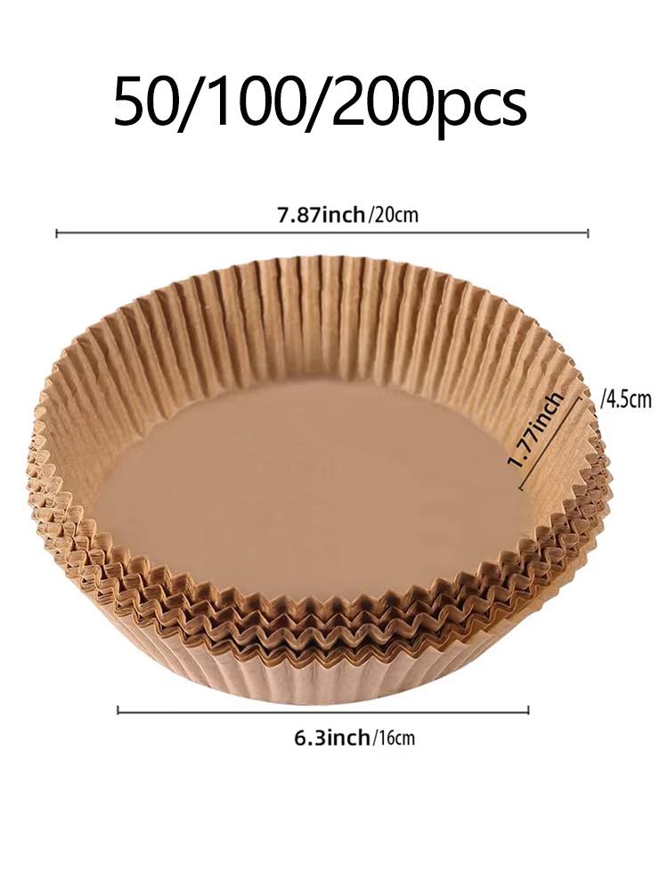 50-200pcs Air Fryer Paper Baking Kitchen Utensils Disposable Round Pastry Molds BBQ Plate Non-stick Pad Kitchens Accessories