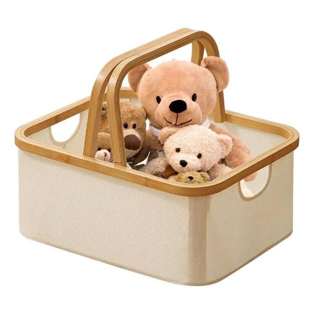Large Capacity Laundry Storage Basket Bamboo Handle Closet Organizer  Household Use