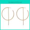 Trendy Gold Alloy Round Earrings Unique Modern Style For Casual And Formal Wear
