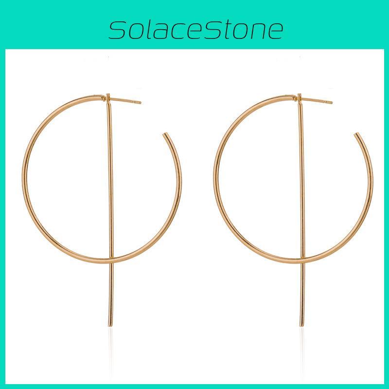 Trendy Gold Alloy Round Earrings Unique Modern Style For Casual And Formal Wear