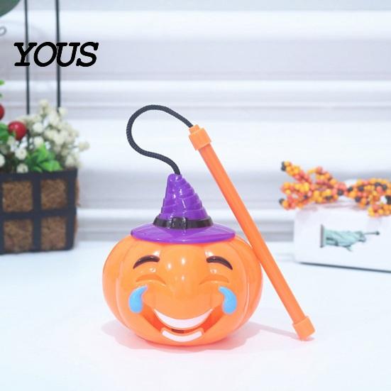 Handheld Pumpkin Lamp for Children Halloween Lantern, LED Light Up Lamp, Battery Glowing Party Prop Operated Decorative Plastic Lantern Kids, Holiday