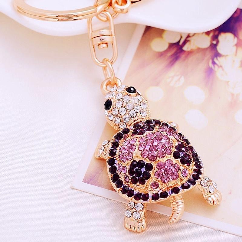 Wholesale Tortoise Keyrings Crystal Keychains Lovely Turtles Bag Pendant For Car Keyfob