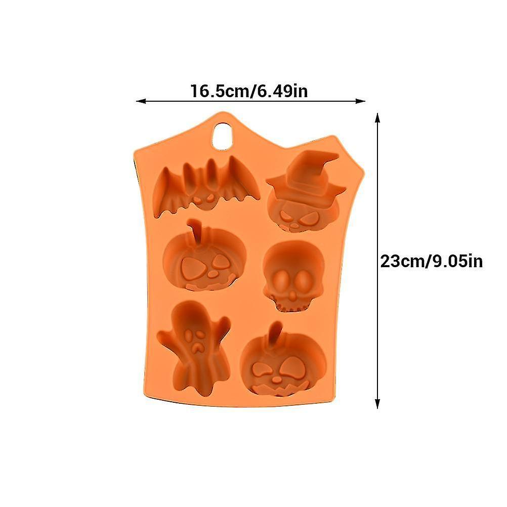 2Pcs Halloween Silicone Baking Molds with Pumpkin Skeleton Head Bat Ghost Shape Cake Mold Cupcake Chocolate Mold Halloween DIY Baking Tools