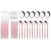 24pcs Black Gold Cutlery Set Mirror Stainless Steel Dinnerware Set Knife Fork Spoon Tableware Flatware Set Dishwasher Safe Kitchen Wedding Accessories