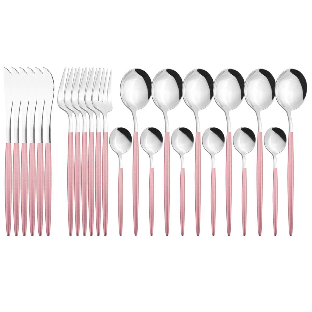 24pcs Black Gold Cutlery Set Mirror Stainless Steel Dinnerware Set Knife Fork Spoon Tableware Flatware Set Dishwasher Safe Kitchen Wedding Accessories