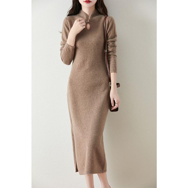 Women's Cashmere Dress Qinghe Cashmere 30% Cashmere 70% Wool Autumn and Winter Cashmere Skirt Soft and Warm