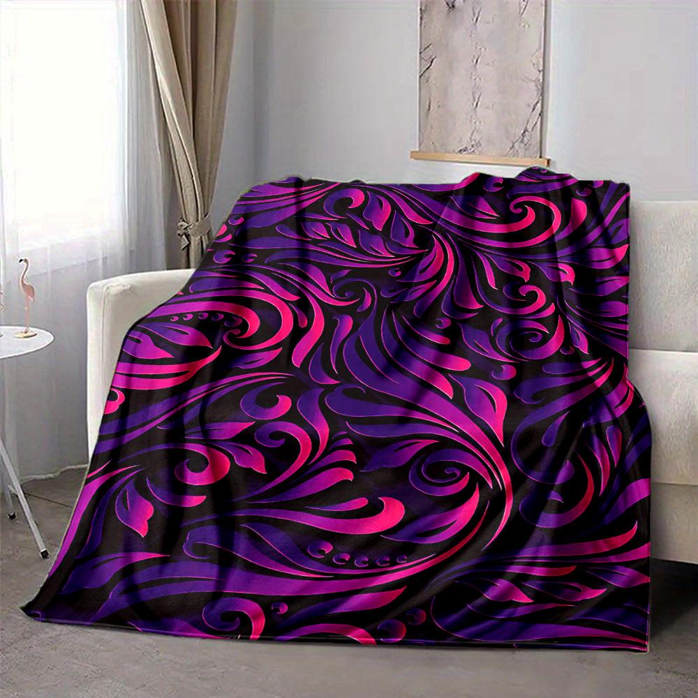 1pc Floral Patterns Blanket, Lightweight Flannel Throw Blanket for Sofa, Bed, Travel, Camping, Living Room, Office, Couch056